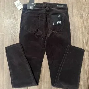 Kut From the Kloth Diana Skinny Corduroy Pants Charcoal Size 00 NWT